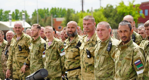 Volunteers from Chechnya before being sent to Ukraine. Photo: https://www.grozny-inform.ru/news/ukraina/139065/