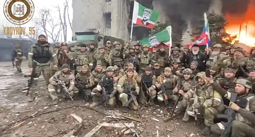 Volunteers from Chechnya in Donbass. Screenshot of the video https://vk.com/kadyrov_ramzan_ahmatovich