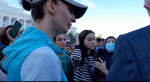 Protesters against the partial mobilization, Nalchik. Screenshot of the video by the "Caucasian Knot"