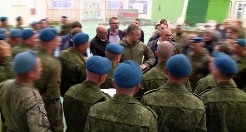 Vladimir Vladimirov at the meeting with the conscripts. Screenshot of the video posted on the Telegram channel of the Governor of the Stavropol Territory https://t.me/VVV5807/791