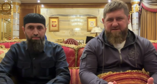 Ramzan Kadyrov and Akhmed Belkharoev. Screenshot of the video posted on Kadyrov's Telegram channel on November 2, 2022 https://t.me/RKadyrov_95/3059