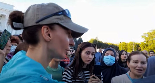 Participants of a protest action  in Nalchik. September 2022. Screenshot of the video by the "Caucasian Knot" https://www.youtube.com/watch?v=PNvo-9KMwvs