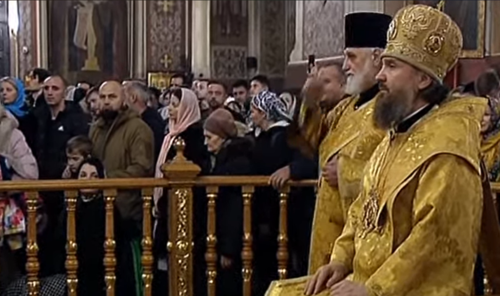 A Christmas service at the St. Catherine's Cathedral in Krasnodar. Screenshot of the video on the YouTube channel of the "Kuban 24" posted on January 7, 2023 https://www.youtube.com/watch?v=N90eqatBuOA