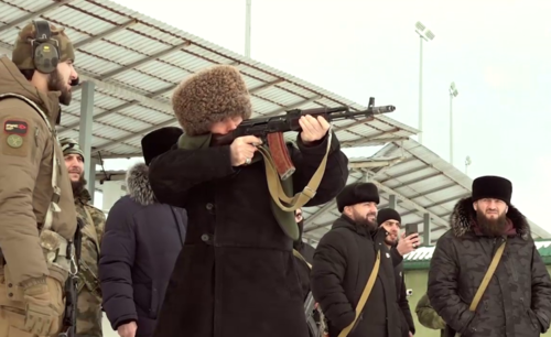 Theologians of the Spiritual Administration of Muslims of Chechnya undergoing military training at the Russian University of Special Forces in Gudermes. Photo: Grozny Inform https://www.grozny-inform.ru