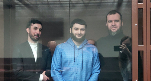 Kemal Tambiev, Abdulmumin Gadjiev, and Abubakar Rizvanov in the courtroom, 2021. Photo by Konstantin Volgin for the "Caucasian Knot"