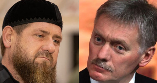 Ramzan Kadyrov (on the left), Dmitry Peskov. Collage by the "Caucasian Knot." Photos: Grozny Inform https://www.grozny-inform.ru, kremlin.ru