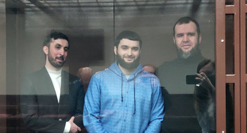 Kemal Tambiev, Abdulmumin Gadjiev and Abubakar Rizvanov in the courtroom. 2021. Photo by Konstantin Volgin for the "Caucasian Knot"