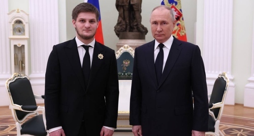 Ahkmat Kadyrov and Vladimir Putin. Photo from Ramzan Kadyrov's Telegram channel https://t.me/RKadyrov_95/3410