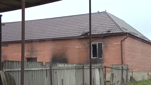 The house in the village of Zyazikov-Yurt where alleged militants were hiding. Screenshot of the video posted on the Telegram channel of the "Izvestiya" on April 8, 2023, https://t.me/izvestia/127602 The house in the village of Zyazikov-Yurt where alleged militants were hiding. Screenshot of the video posted on the Telegram channel of the "Izvestiya" on April 8, 2023, https://t.me/izvestia/127602