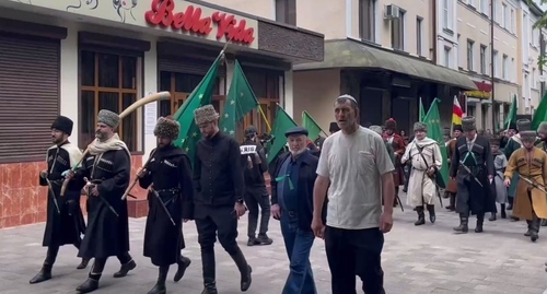 Participants in an unsanctioned rally. Nalchik, May 21, 2023. Screenshot of the video by the "Gazeta Yuga" (South Newspaper) https://t.me/gazetayuga/1479
