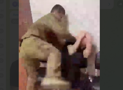 Video showing beating up Nikita Zhuravel. Screenshot of the video posted by Akhmed Dudaev on September 25, 2023 https://t.me/akhmeddudaev/2259