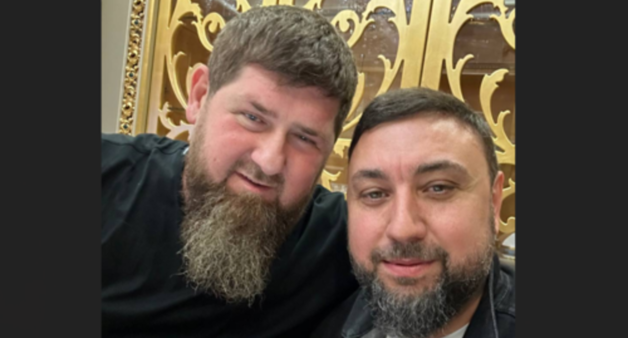 Ramzan Kadyrov (on the left) and Shamsail Saraliev. Screenshot of the photo posted on Saraliev's Telegram channel on Octover 5, 2023 https://t.me/saraliev/1056