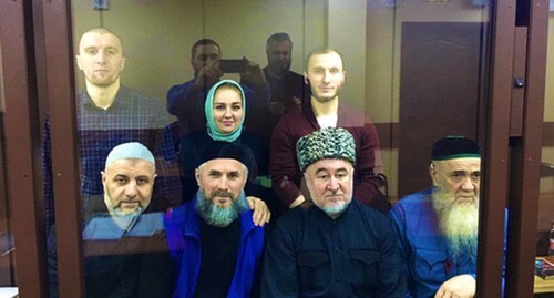Barakh Chemurziev, Musa Malsagov, Malsag Uzhakhov, Akhmed Barakhoev, Zarifa Sautieva, Ismail Nalgiev, Bagaudin Khautiev in a court. Photo: Kakhoy Akhilgov https://twitter.com/akaloy/status/1359464677521170432 Barakh Chemurziev, Musa Malsagov, Malsag Uzhakhov, Akhmed Barakhoev, Zarifa Sautieva, Ismail Nalgiev, Bagaudin Khautiev in a court. Photo: Kakhoy Akhilgov https://twitter.com/akaloy/status/1359464677521170432