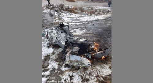 Falling missile debris in the village of Linyovo. Photo taken by an eyewitness / "Podsmotreno. Kamyshin"