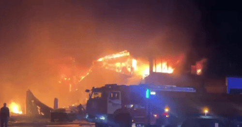 Fire at a fuelling station in Makhachkala. Screenshot of a video posted on the Telegram channel of Sergey Melikov on September 27, 2024 https://t.me/melikov05/2780