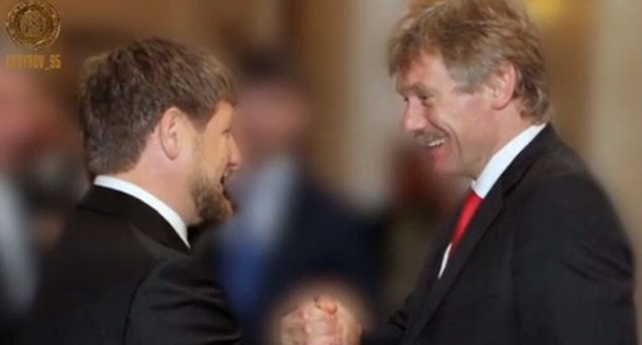 Ramzan Kadyrov (left) and Dmitry Peskov. Photo: Grozny Inform https://www.grozny-inform.ru/