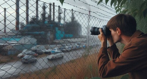 A man secretly taking photos. Picture made by Photoshop A man secretly taking photos. Picture made by Photoshop