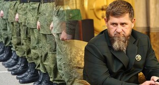 Kadyrov and conscripts. Collage by the "Caucasian Knot". Photos: Grozny Inform https://www.grozny-inform.ru and the military by Yelena Sineok, Yuga.ru