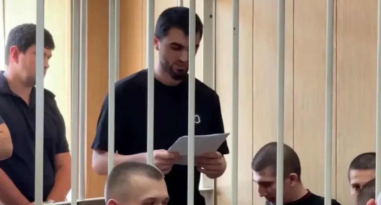 The defendants in the case of riots at the Makhachkala Airport in a court. Photo: the joint press service for the courts of the Krasnodar Territory