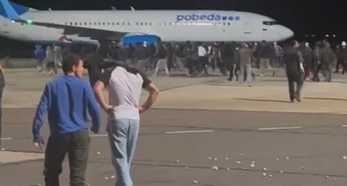 Riots at an airport in Makhachkala. Screenshot of a video posted on October 23, 2023. Telegram channel "Golos Dagestana" (The Voice of Dagestan) t.me/golosdagestana05