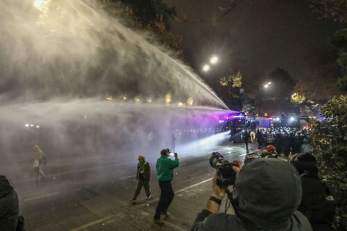 The police used water cannons to suppress a protest action. December 7, 2024. Photo by Aziz Karimov for the "Caucasian Knot"