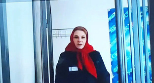 Anna Safronova at a court session via videoconference. Screenshot of a video posted on the website that collects information on the criminal cases initiated against Russian Jehovah's Witnesses*