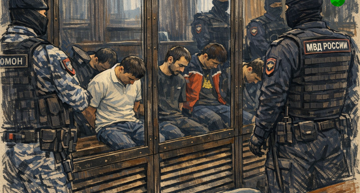 The verdict in the Crocus City terrorist attack case. Illustration created by Caucasian Knot using AI in the Copilot program. The verdict in the Crocus City terrorist attack case. Illustration created by Caucasian Knot using AI in the Copilot program.