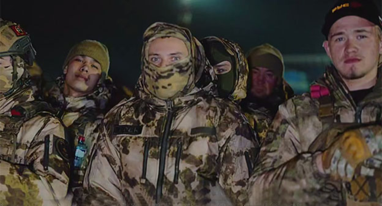 A group of fighters sent from Chechnya to the SVO zone. March 27, 2026. Video screenshot: https://t.me/RKadyrov_95/6448 A group of fighters sent from Chechnya to the SVO zone. March 27, 2026. Video screenshot: https://t.me/RKadyrov_95/6448