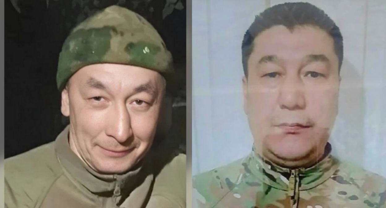 Yerbol Bisenov, Rustam Kulzhumurov. Photo from the Volodarsky District Administration's Telegram channel https://t.me/regionvol/ Collage by "Caucasian Knot" Yerbol Bisenov, Rustam Kulzhumurov. Photo from the Volodarsky District Administration's Telegram channel https://t.me/regionvol/ Collage by "Caucasian Knot"