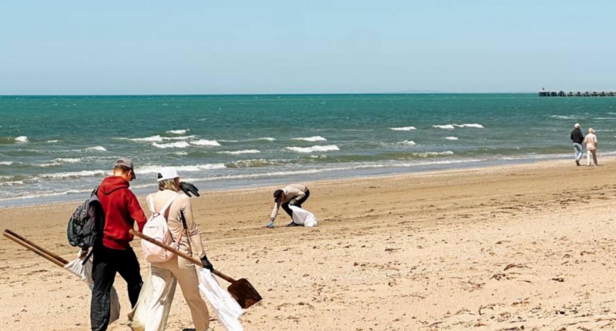 Beach cleanup in Anapa. Screenshot from "SSL Volunteers" photo from April 26, 2026, https://t.me/setisitolopata/2897. Beach cleanup in Anapa. Screenshot from "SSL Volunteers" photo from April 26, 2026, https://t.me/setisitolopata/2897.