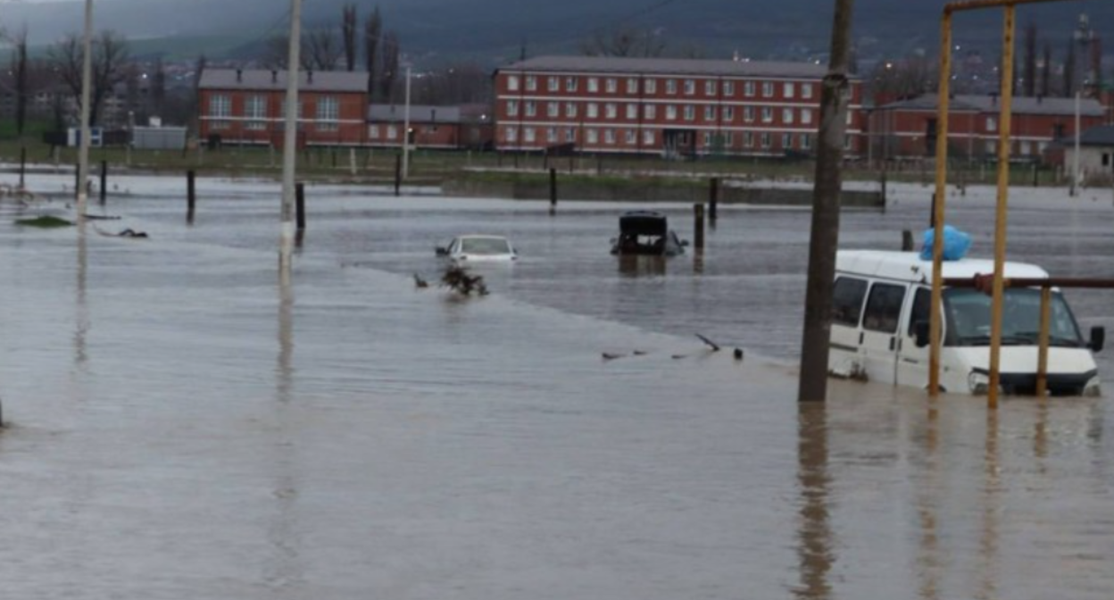 Flooding in Chechnya. Screenshot from the photo of ChGTRK "Grozny" from 08.04.26, https://grozny.tv/news/society/76298 Flooding in Chechnya. Screenshot from the photo of ChGTRK "Grozny" from 08.04.26, https://grozny.tv/news/society/76298