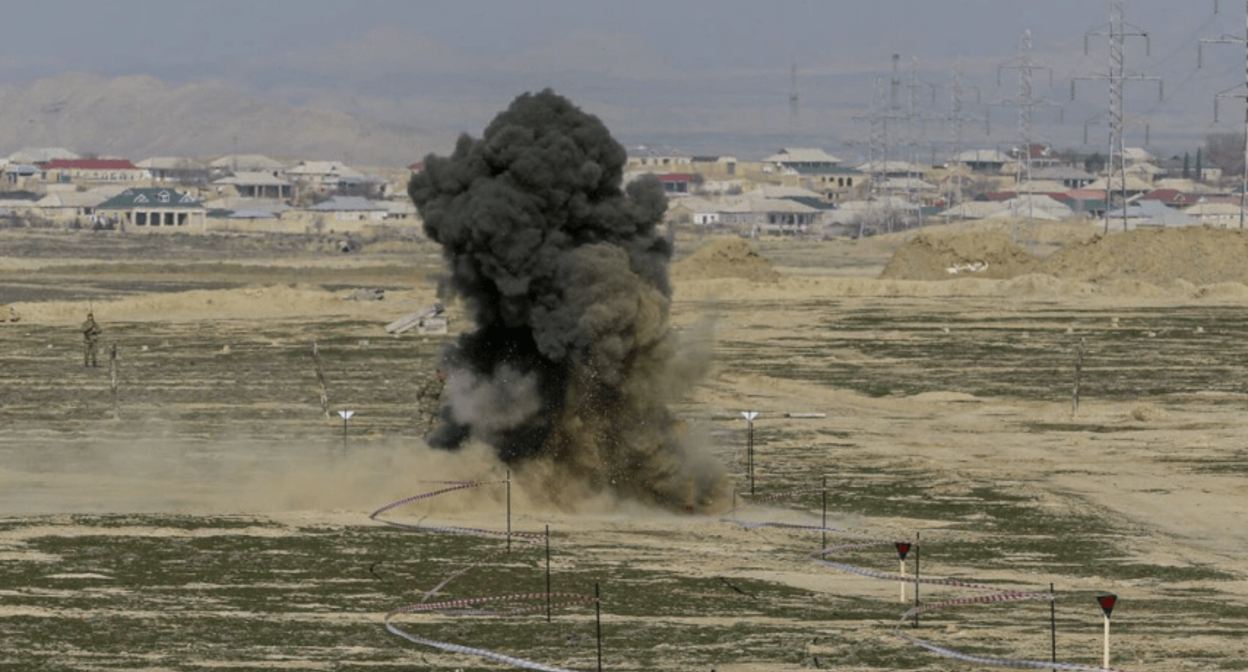 Mine explosion. Screenshot from Haqqin.Az https://haqqin.az/news/344669. Mine explosion. Screenshot from Haqqin.Az https://haqqin.az/news/344669.