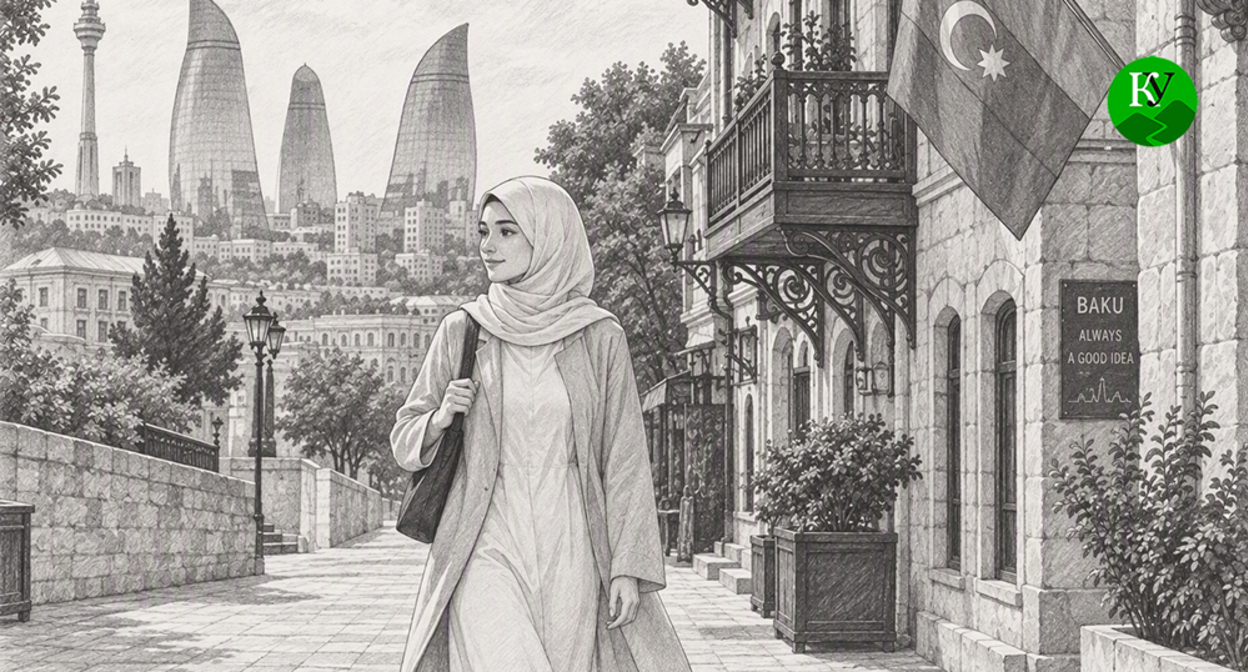 A girl in a hijab in Baku. Illustration created by "Caucasian Knot" using AI in the Copilot program. A girl in a hijab in Baku. Illustration created by "Caucasian Knot" using AI in the Copilot program.